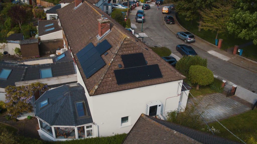 Solar panels on the roof of Greg's home, a satisfied customer of Electric Ireland Superhomes' home energy retrofit services in Ireland.